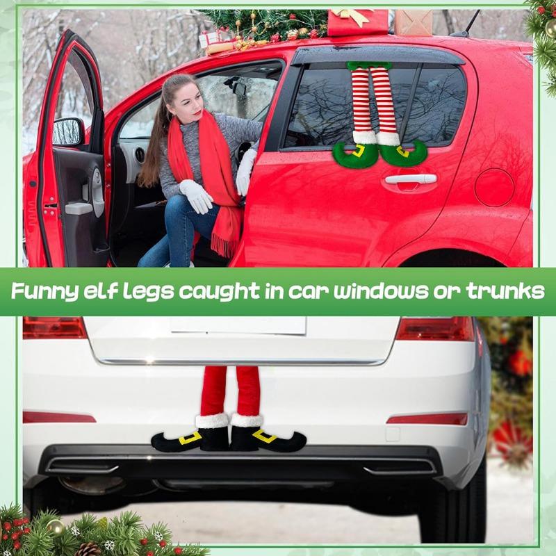 Christmas Stripes Red Elf Legs Hanging Tree Decoration Car Legs Decorative Fireplace Christmas Party Decorations