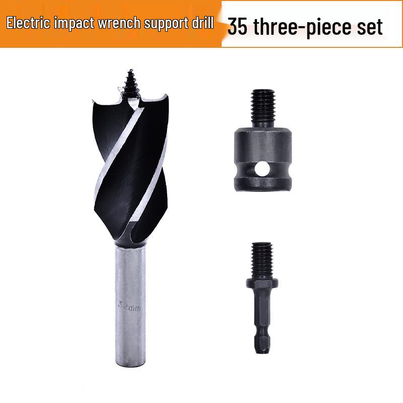 Electric Screwdriver Set: Four-Blade Woodworking Drill with Extended Air Wrench and Joint for Wood Board Hole Opening