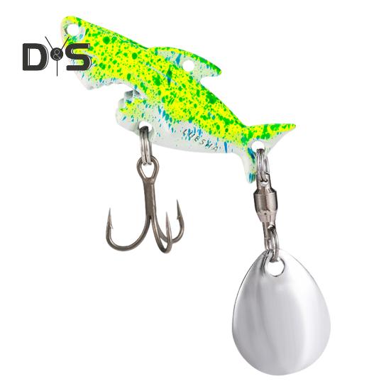 3.8CM/10G Metal Shark Fishing Lure with Spinner Sequin Treble Hooks Long Casting Artificial Hard Bait Freshwater Saltwater Trout Bass Fishing