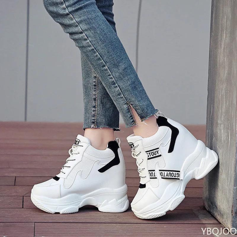 Women High Top Trendy Sneakers Platform Hot Sales Shoes Thick soled non slip leather footwear Femme Sneaker Boots Zapatos Mujer