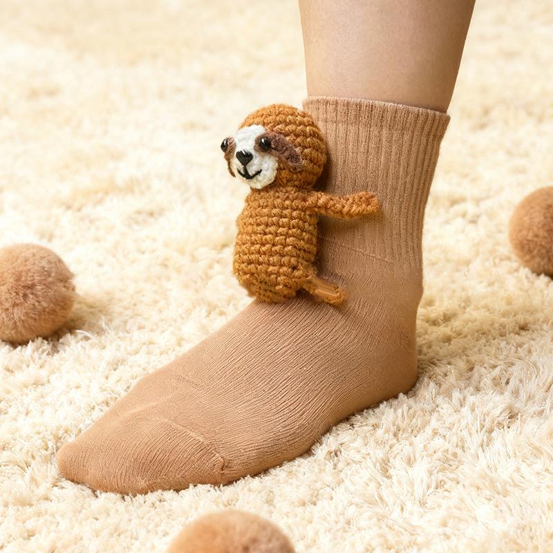 Cartoon 3D Häkeltier Hausschuhsocken Handgestrickte Tier socken Niedlich Gemütlich Flauschig Dick Warm Crew Für Damen Teenager Kinder