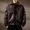 Men's Luxurious Retro German Fur-Lined Cotton Parka – Autumn/Winter Fleece Leather Jacket