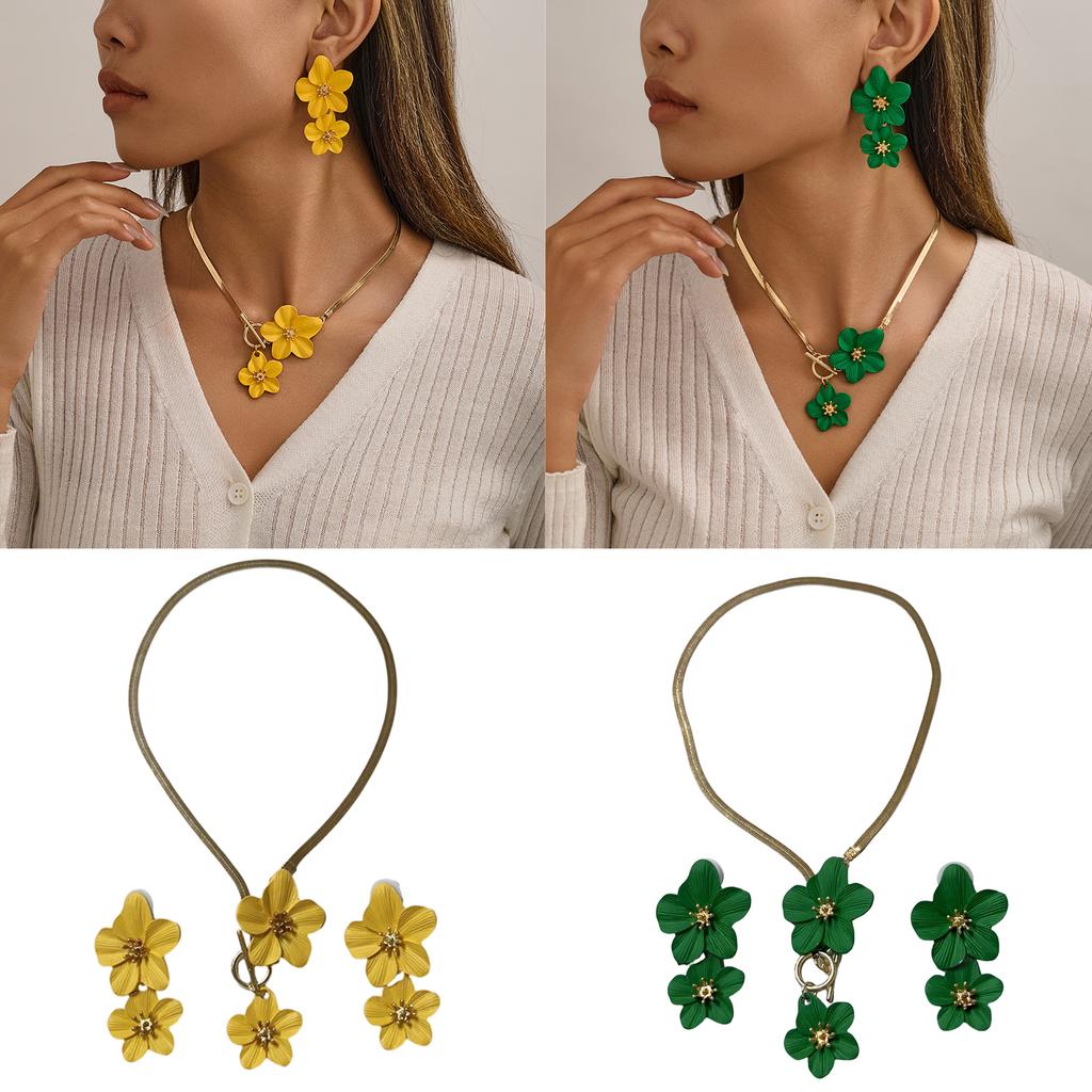 Elegant Floral Jewelry Set For Women Elegant Spring Summer Vacation Beach Essentials Alloy Lightweight Design