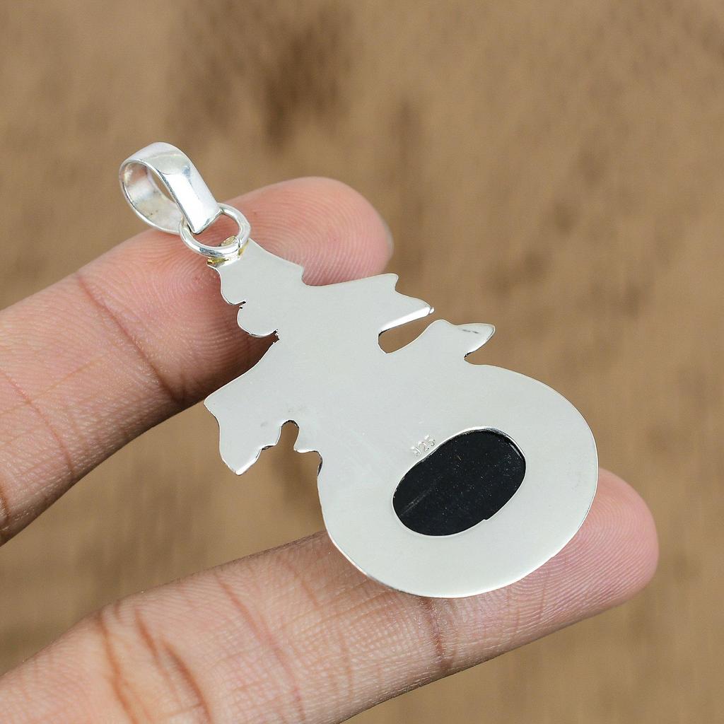 Anniversary Gift For Her Natural Blue Tiger Eye Gemstone Pendant 925 Silver