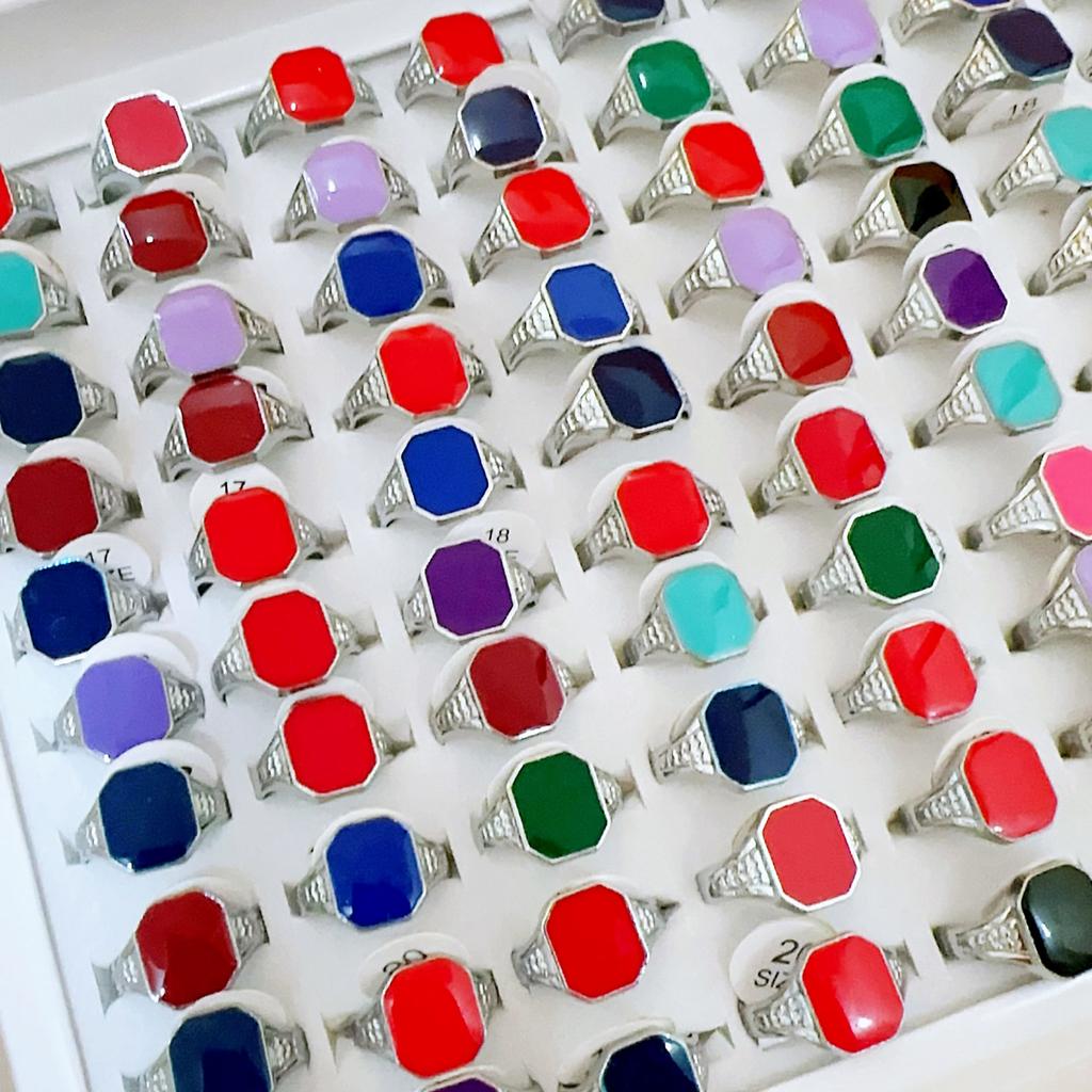 10Pcs Colorful acrylic accessory women's ring mixed style versatile index finger ring jewelry