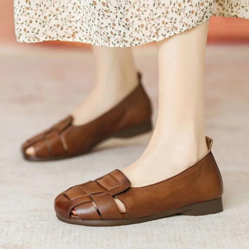 Fashion 2025 Summer New Women's Outdoor Casual Flat Shoes Soft Sole Woven Slip-Ons Breathable Shallow Cut Design for Daily Wear Zapatos
