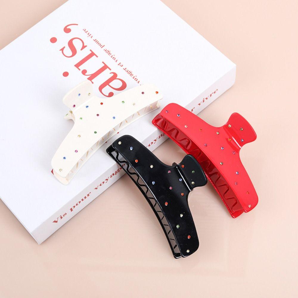 

Заколка-коготь для волос с уксусной кислотой в корейском стиле, заколка-коготь для волос с уксусной кислотой в форме акулы со стразами на затылке Black&white-B Style