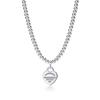 Heart-Shaped Enamel Cross Chain Necklace with Peach Heart Beads for Women - Fashionable Classic Style