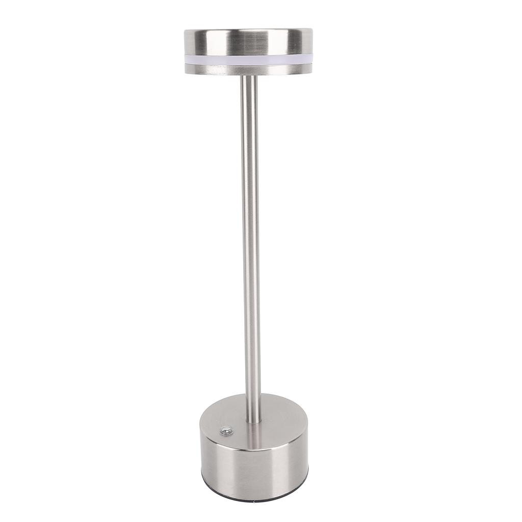 Rechargeable Cordless Table Lamp Modern Dimmable 3 Color Temperatures Portable Bedside Lamp Silver