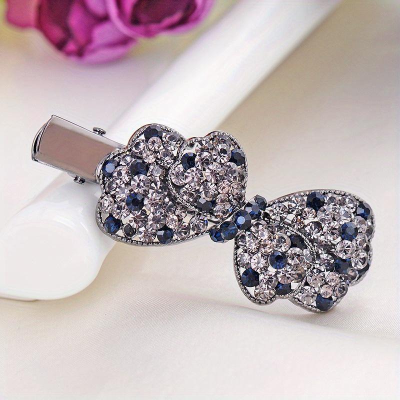 

European and American Fan Trend New Arrival Rhinestone Women Bowknot Hairpin Fashion Sparkling Hair Accessories серый