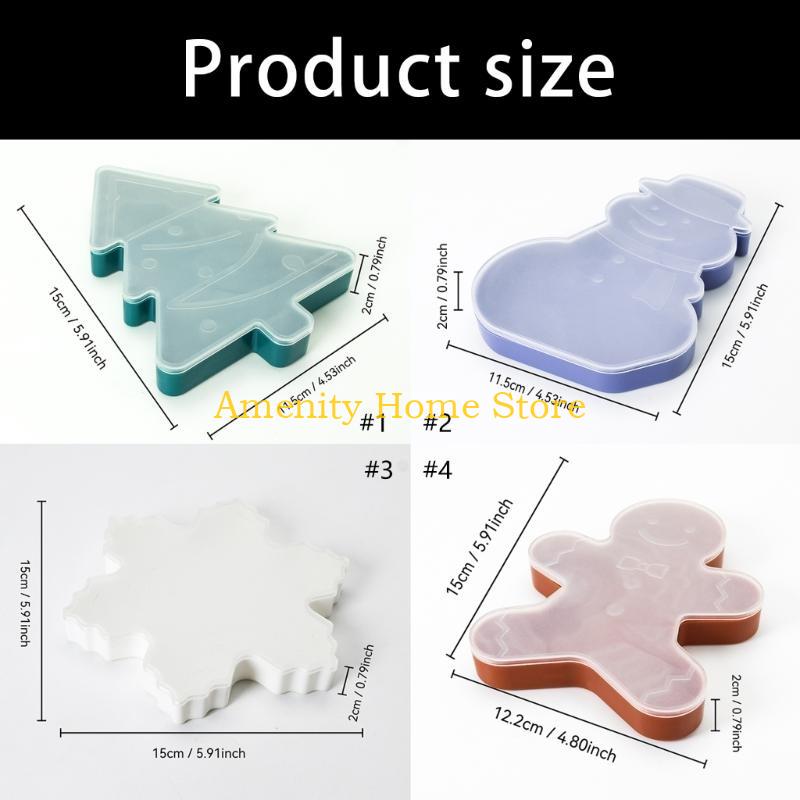 F26C Christmas Serving Tray & Festive Christmas Biscuit Storage with Lid Holiday Snowflake Tree Character Container for Snacks