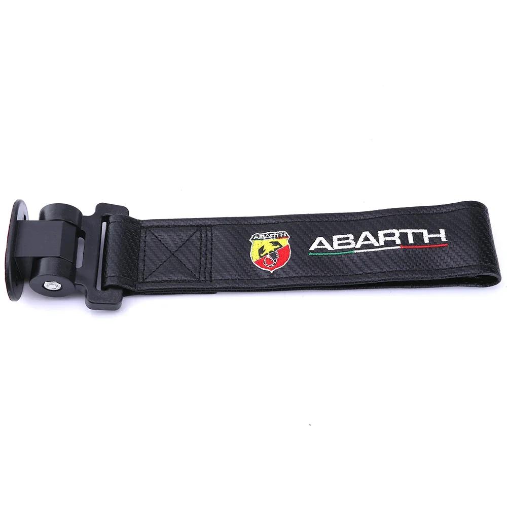 Car tow strap for ABARTH emblem Towing Rope Belt carbon fiber style cloth bumpers glue sticker fit fiat Alfa Romeo ferrari HS8
