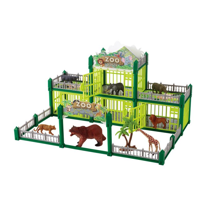 Children s Animal World Model Toys: Early Education Building Blocks and Wild Animal Castle Set
