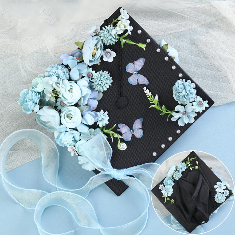 Master Academic Hat with Tassels Doctor Mortar Board DIY Flowers Graduation Cap  University