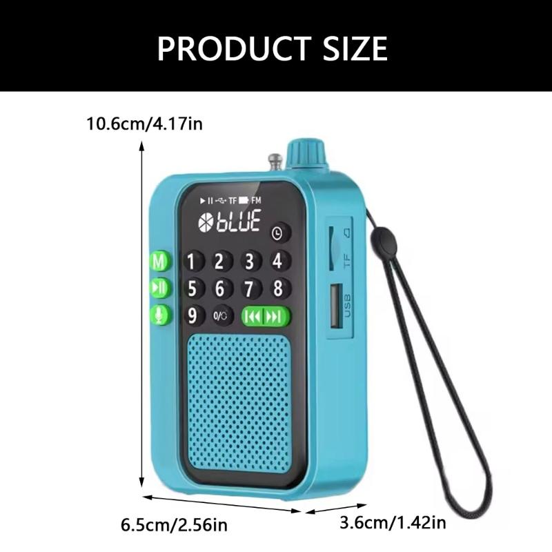 Mini Pocket FM Radio High Sensitivity Digital Radios Receiver Wireless Bluetooth-compatible Speaker with LED Display