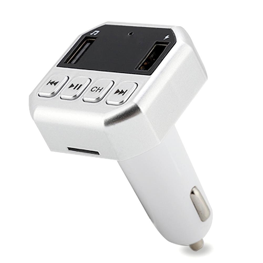 CARB8 Car FM Transmitter Bluetooth HD MP3 Player Hands free Calling Kit USB Charger(Silver)