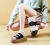 Fashion 7CM Suede Synthetic Microfiber Genuine Leather Sandals Summer Slipper Flats Women Chunky Sneakers Slippers Platform Wedge Shoes