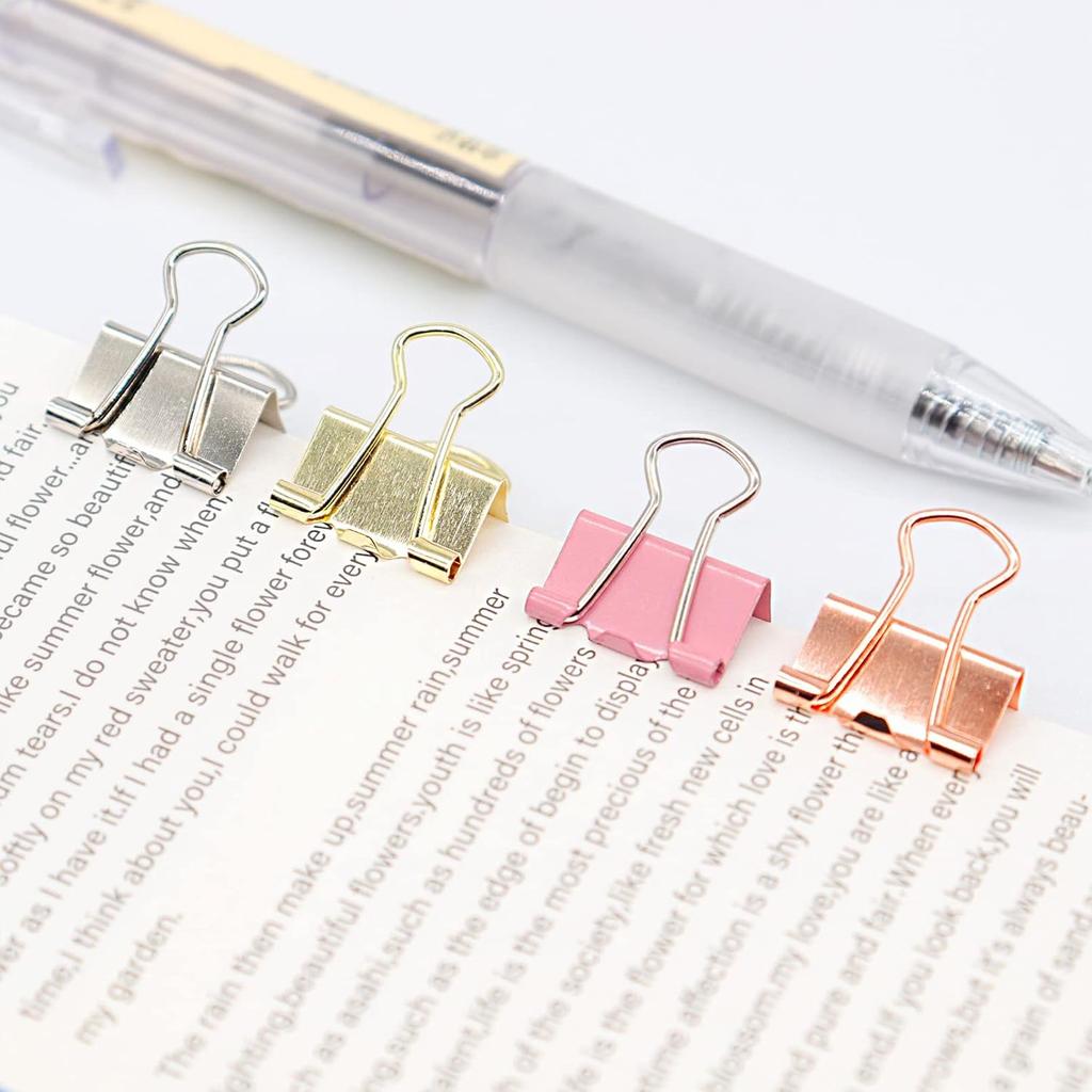 Goldfarbene Mini-Ordnerklammer 15mm Kleine Büroklammer Halter für Rechnungen Universal für Zuhause, Schule und Büro 100 Stück