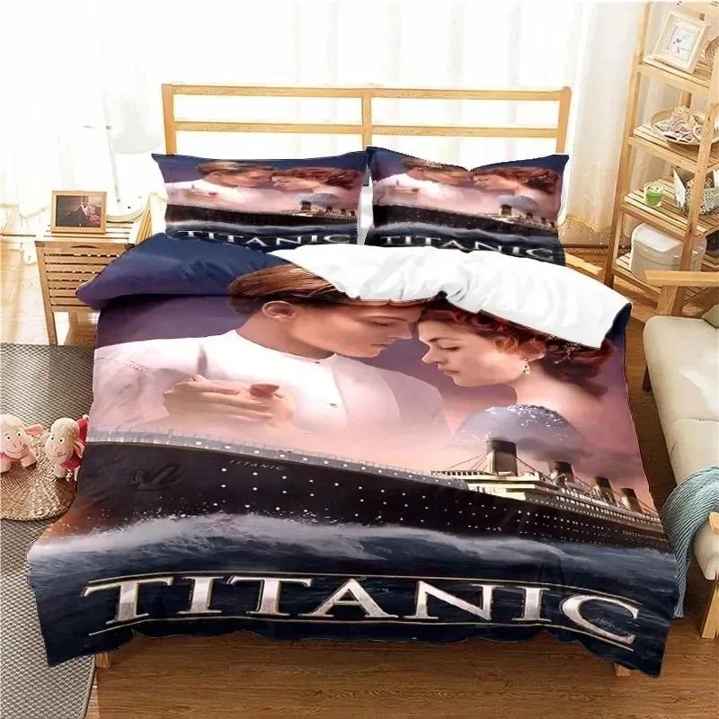 Movie Titanics Bedding Set Boys Girls Twin Queen Size Duvet Cover Pillowcase Bed Boys Adult Fashion Home Textileextile