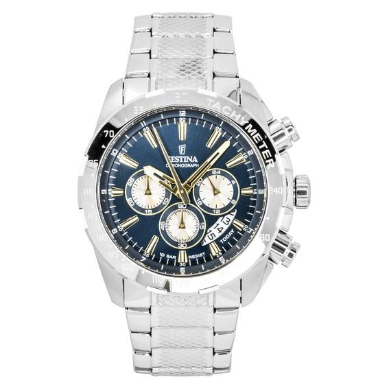 FESTINA Timeless Chronograph Stainless Steel Blue Dial Quartz F20668-5 100M Men's Watch