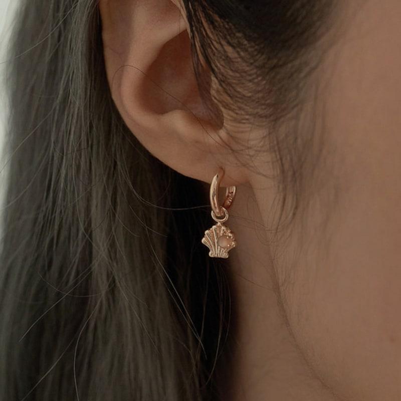 OR D`OR Choco Moonstone Shell One-Touch Earrings