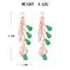 Elegant New Fashion Copper Earrings with Green Gemstone and Zircon