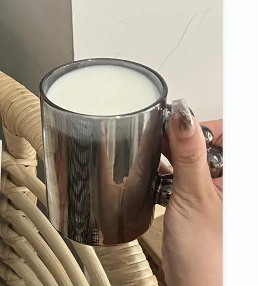 Creative Heat-Resistant Clear Glass Cup European Style Handle Mug for Coffee Latte Milk Cocktail Elegant Gift for Friends