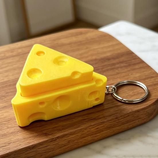 Keychain Pendant, Cheese Shape Button Rebound Fidget Toy, Mini Portable Stress Relief Toy for Backpack Car Key Accessory