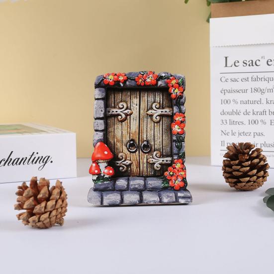 Fairy Door Ručně vyráběné realistické zimostrázové miniaturní dřevěné elfí dvířka Gate Garden Decor Home Decor