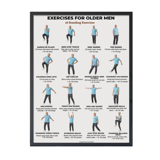Chair Exercise Poster Seated Workout Chart Gentle Chair Yoga Movements Low Impact Exercise Guide for Seniors Beginners