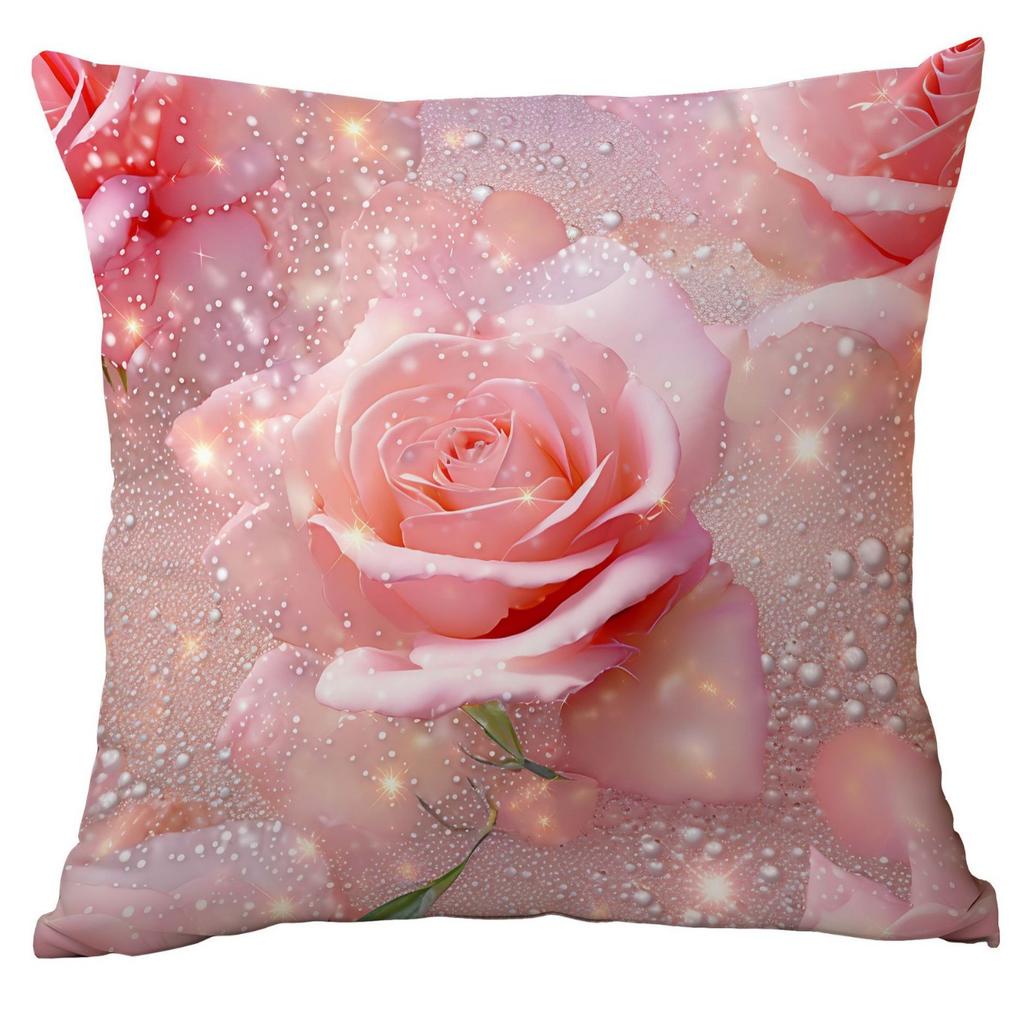 New Spring Flower Pink Rose Pillowcase Home Living Room Sofa Cushion Pillowcase