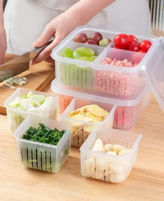 2025 Neue Küchen-Gemüse-Frischhaltebox Kühlschrank Zwiebel Ingwer Knoblauch Abtropfbox Lebensmittelaufbewahrung Kunststoffkonservierung Lebensmittel S