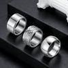 Men's Classic Ornaments 304 Stainless Steel Hammered Texture Ring Set - 12MM Wide, 3-Piece