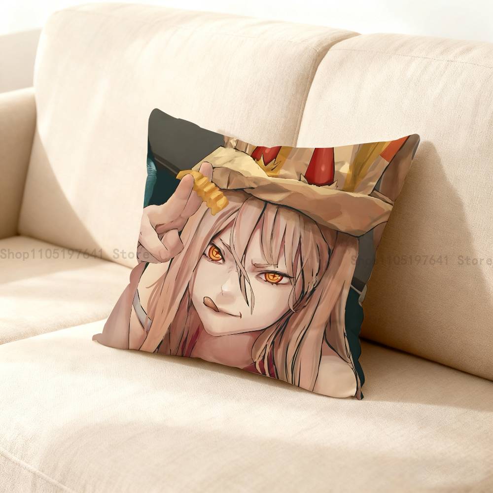 Anime P-Power Cat Pillow Case For Sofa Decor Car Office Room Printing Cushion Cover Decorations And Protector