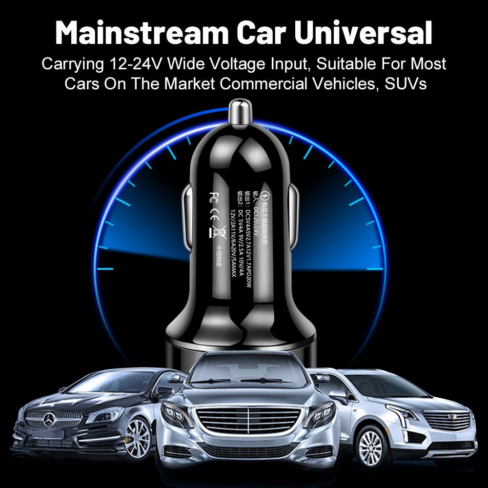 20W PD Car Charger Fast Charging Car Phone Charger Adapter LED Display for IPhone 16 15 14 Xiaomi Samsung USB Type C Charger In Car