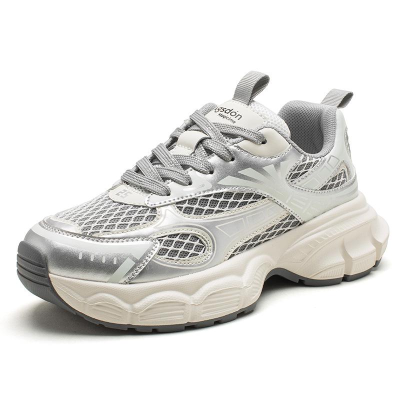 Augustine silver dad shoes women 2025 new summer mesh sports running shoes muffin platform casual shoes
