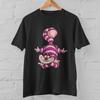 Funny Cheshire Cat T-Shirt Purple Striped Alice Wonderland Graphic Tee