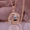 PATAYA Rose Gold Color Tiling Mixed Color Artificial Zirconia Geometric Pendant And 50cm Necklace
