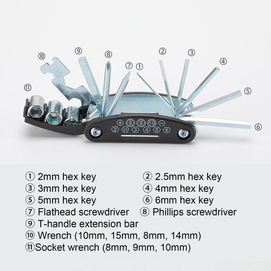1 Set Bicycle Repair Tools Kit Stainless Steel Hex Wrench Inflator Multi-functional Road Mountain Bicycle Maintenance Tools Bike Accessories