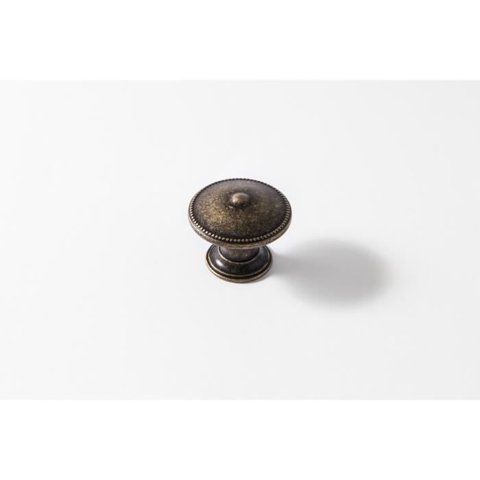 Boutons de meuble Rond Antik - Zamak laitonné - H.22mm - Blanc - Lot de 4
