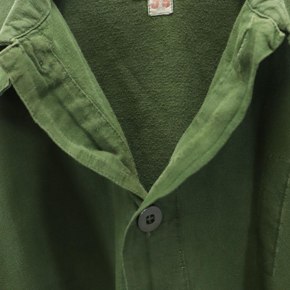 SWEDENISH ARMY 70s vintage Long sleeve half button shirt khaki Men's Used