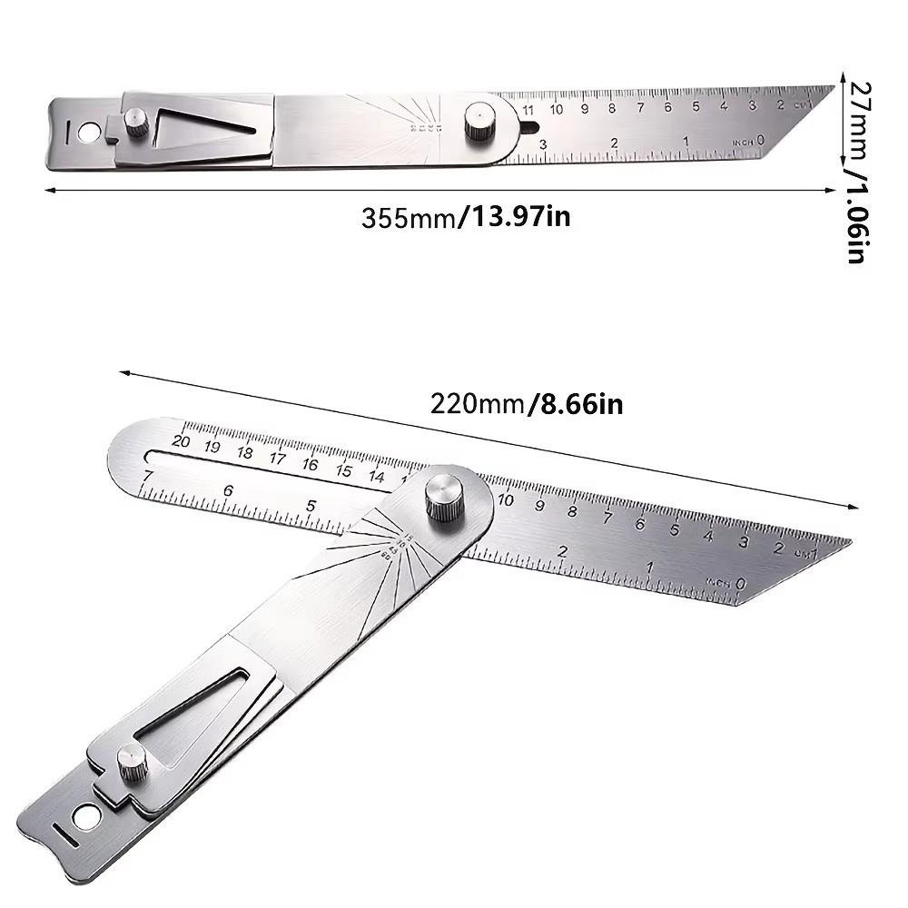 Multifunctional Woodworking Scriber Ruler Movable Angle Woodworking Measuring Gauge