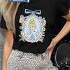 Cartoon Cinderella Pattern Printed Womens Tshirt Summer New Style Unisexs and Womens Casual Fashion Street Clothing