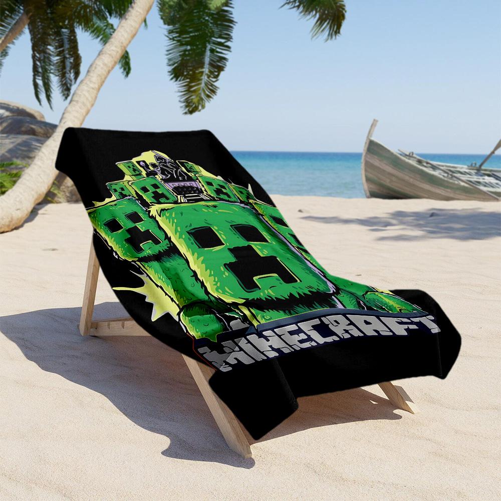 Minecraft Creeper Pixel Art soft beach towel lightweight Picnic mat, yoga & fitness, camping blanket Outdoor Accessory Spiritual Gift