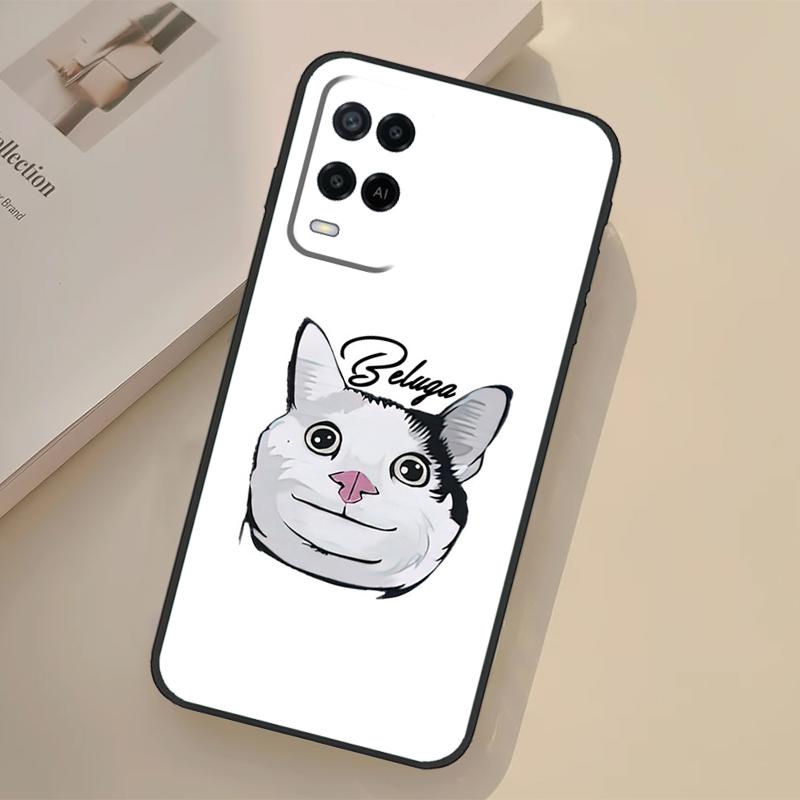 Beluga Cat Meme Face Smiling Case For Oppo A17 A57 A77 A74 A54 A94 A78 A98 A18 A60 A80 A40 A38 A58 A96 A76 A16 A15 A5 Pro