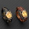 Orologio Vintage in Pelle Multistrato per Coppie Quadrante a Stella Bracciale Intrecciato Quarzo Disponibile in Opzioni Marrone Nero
