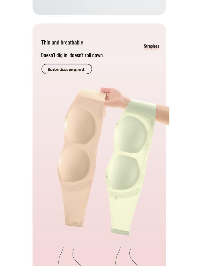 Invisible Strapless Anti-Slip Bra for Women - Seamless Gathered Bandeau for Small Chests