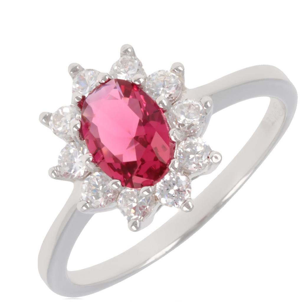 Silver Ring 'Victorina' Ruby White Silver (rhodium) - 12x10 Mm