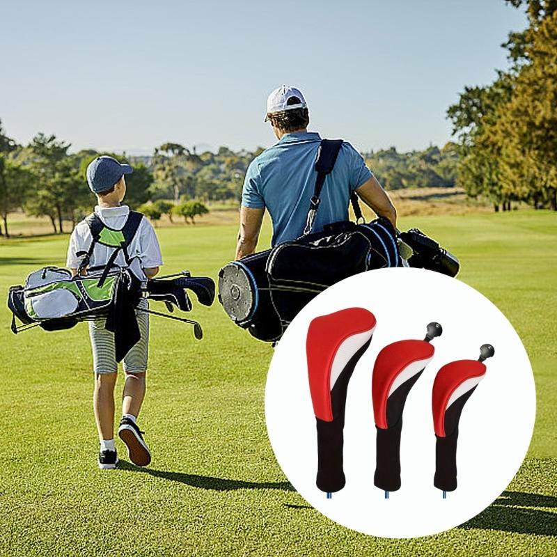 3Pcs Professinal Golf Head Cover with Interchangeable Number Label Soft Wood Golf Club Driver Headcovers Easy to Use