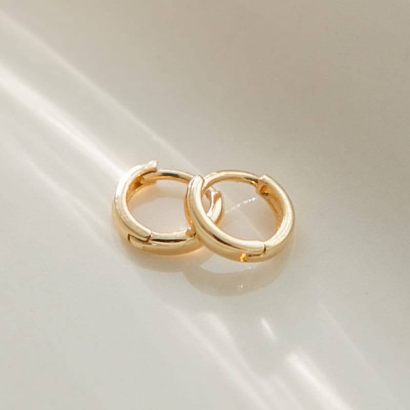 LUNNE 14k Round Mini One-Touch Ring Earrings (14K Gold) #ER05